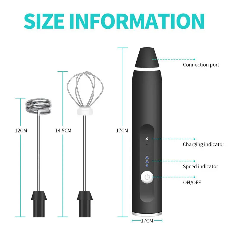 Electric Milk Frother Portable Egg Beater/Coffee Beater USB Rechargeable Handheld Coffee Blender