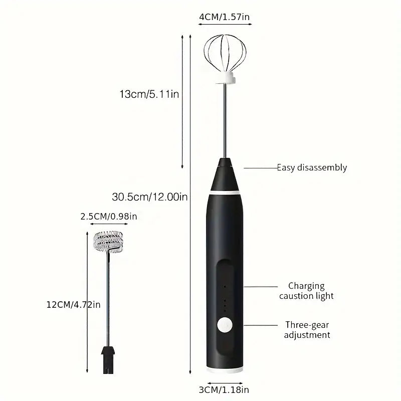 Electric Milk Frother Portable Egg Beater/Coffee Beater USB Rechargeable Handheld Coffee Blender