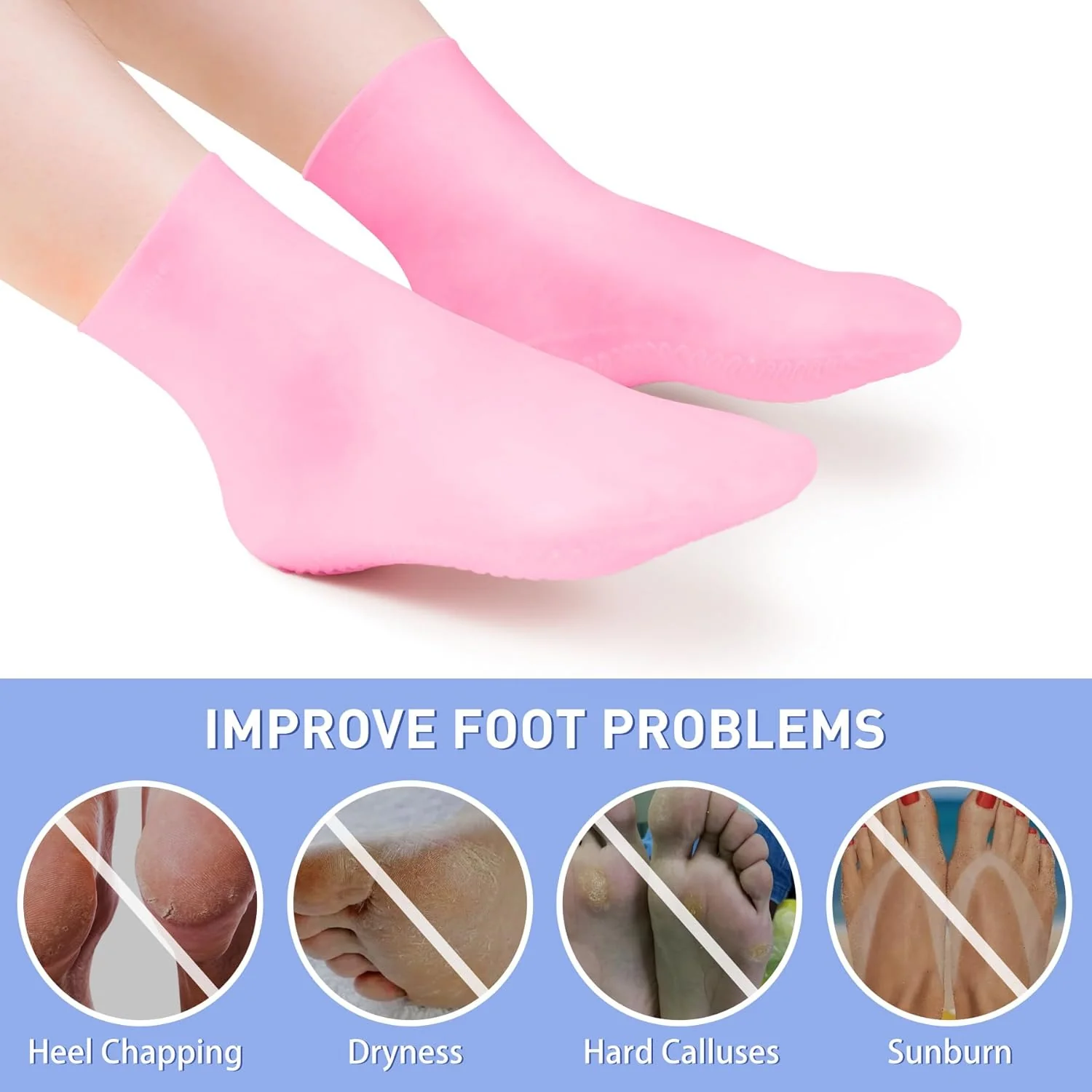 Moisturizing Jelly Socks for Dry Feet | Hydrating Gel Heel Socks for Cracked Heels, Rough Skin & Callus Repair