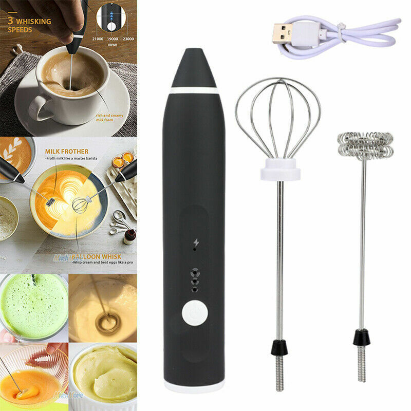 Electric Milk Frother Portable Egg Beater/Coffee Beater USB Rechargeable Handheld Coffee Blender
