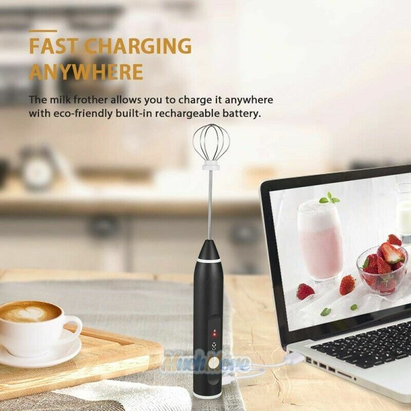 Electric Milk Frother Portable Egg Beater/Coffee Beater USB Rechargeable Handheld Coffee Blender
