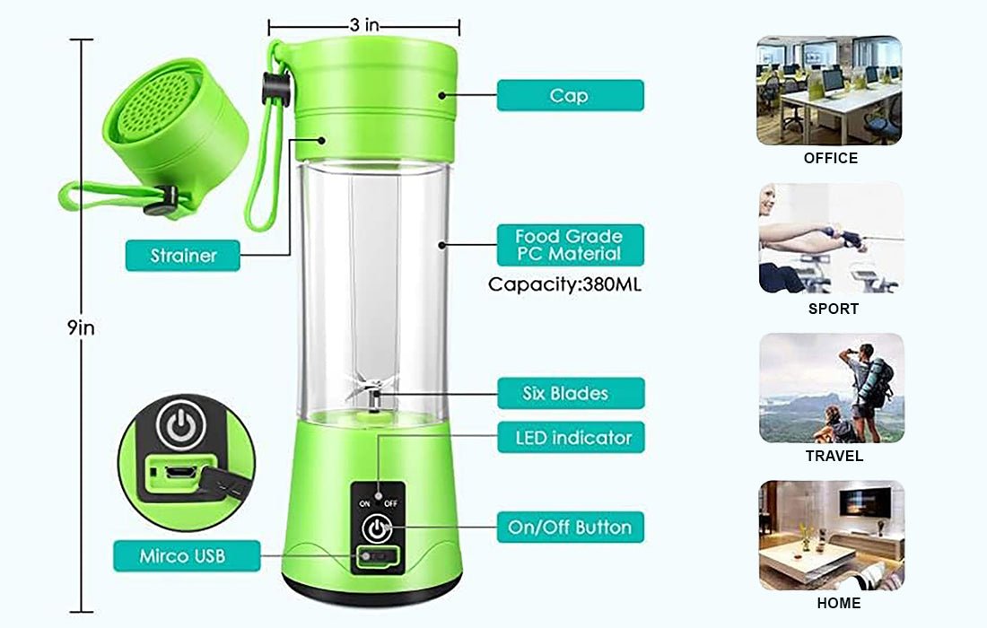 USB Rechargeable Juicer Blender 4 Blades Multi Functional.