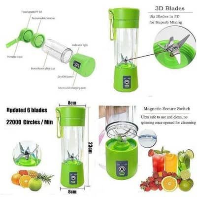USB Rechargeable Juicer Blender 4 Blades Multi Functional.